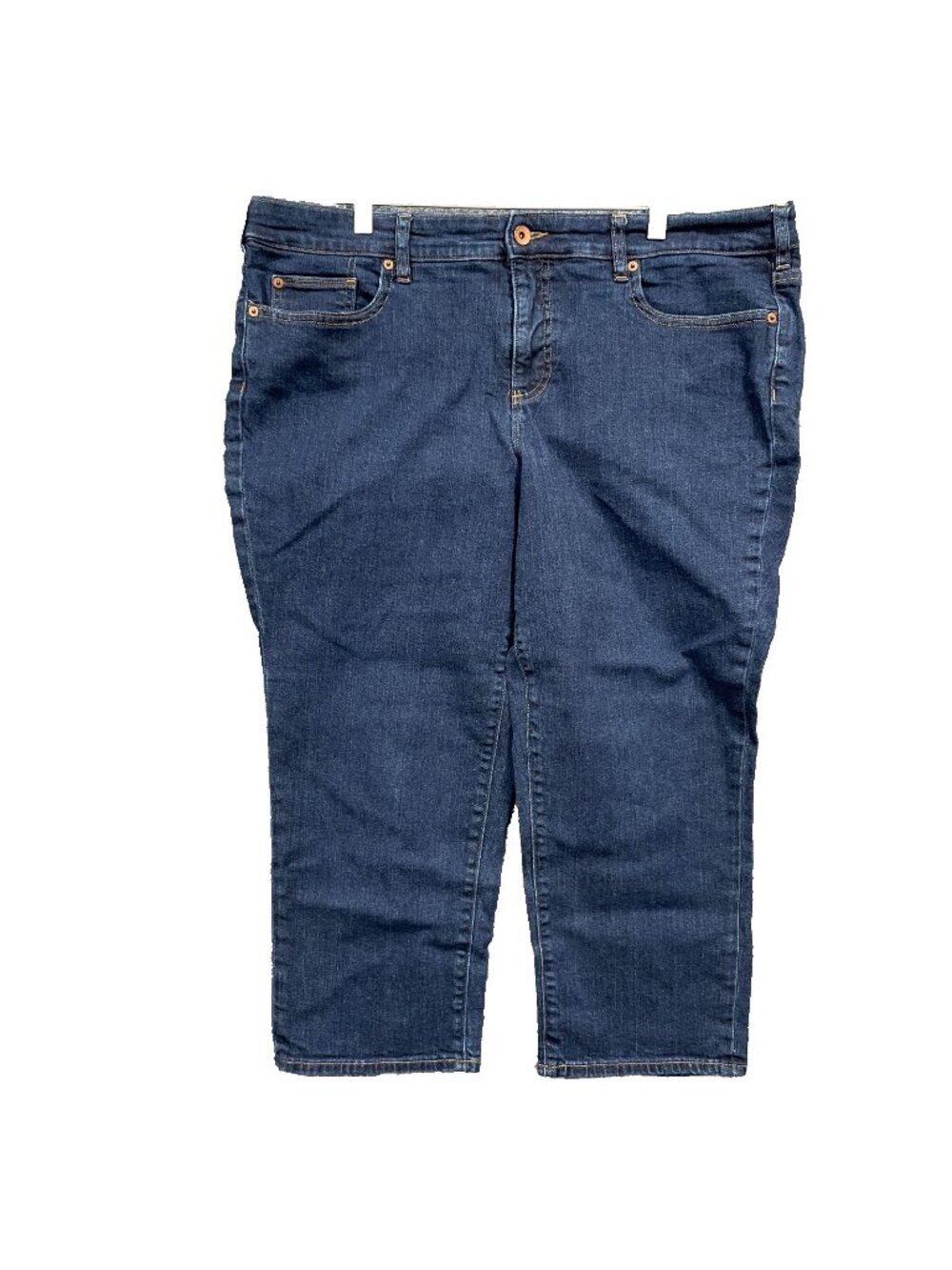 Lands End Mid Rise Crop Jeans Womens 18W Dark Wash Stretch Ankle Classic Minimal